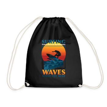 Vintage surfing lustiges Surfer Surfboarding - Turnbeutel - Schwarz - Vorne