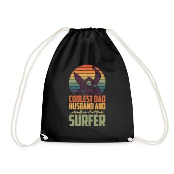 Wasserhobbys Coolster Surfing Dad - Turnbeutel - Schwarz - Vorne