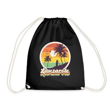 Vintage Ferien der Kanarischen Inseln Lanzarote - Turnbeutel - Schwarz - Vorne
