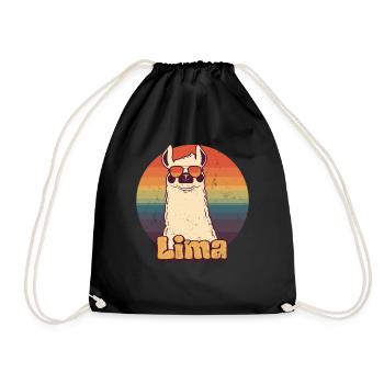 Retro Lama Travel to Lima Peru - Turnbeutel - Schwarz - Vorne