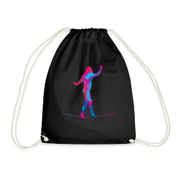 Slackline Girl Geschenk Akrobatik Slacklinen - Turnbeutel - Schwarz - Vorne