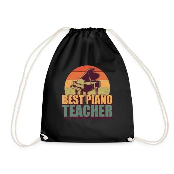 Retro Pianist Best Piano Teacher - Turnbeutel - Schwarz - Vorne