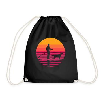 Retro Dackel Dog SUP Wassersport - Turnbeutel - Schwarz - Vorne