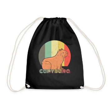 Retro Capybara Nagetier Tiercapybara Liebhaber - Turnbeutel - Schwarz - Vorne