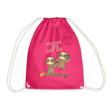 Lustiges SUP Faultier Paddleboarder - Turnbeutel - Fuchsia - Vorne