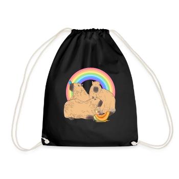 Happy Capybaras Nagetierbesitzer Capybara - Turnbeutel - Schwarz - Vorne