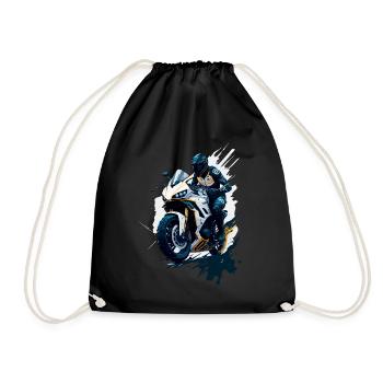 Sport motorcycle illustration - Drawstring Bag - black - Front