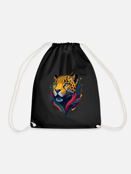 Nice abstract jaguar - Drawstring Bag - black