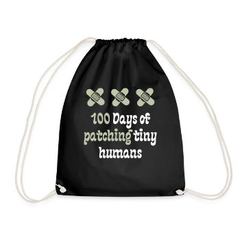 100 Days of patching tiny humans - Drawstring Bag - black - Front