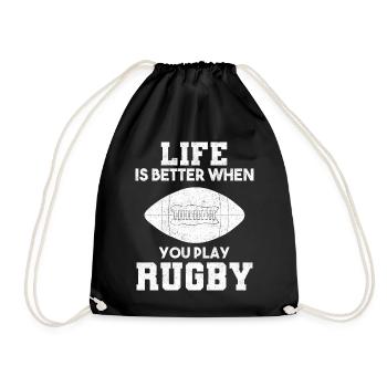 Life Is Better When You Play Rugby Rugbyspieler - Turnbeutel - Schwarz - Vorne