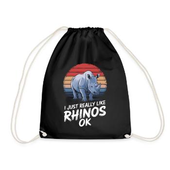 Nashorn Rhinozeros - Turnbeutel - Schwarz - Vorne