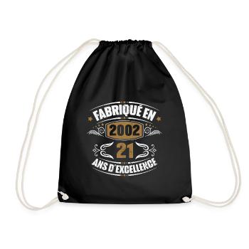 Cadeau d'anniversaire 21 ans, Fabriqué en 2002 - Sac de sport léger - noir - Devant