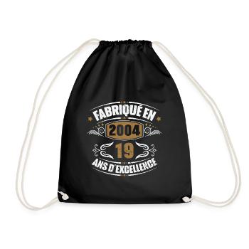 Cadeau d'anniversaire 19 ans, Fabriqué en 2004 - Sac de sport léger - noir - Devant