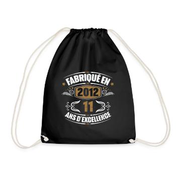 Cadeau d'anniversaire 11 ans, Fabriqué en 2012 - Sac de sport léger - noir - Devant