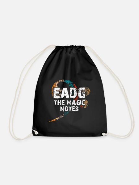 EADG die magischen Bassnoten - cooles Bassdesign - Turnbeutel - Schwarz