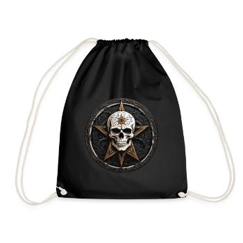 Skull with pentagram in gothic style - Drawstring Bag - black - Front