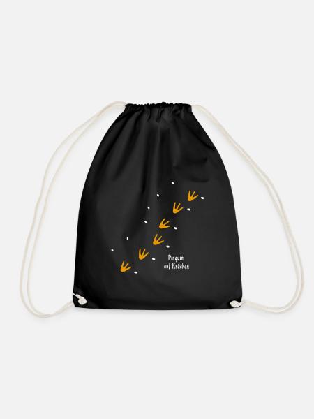 Pinguin auf Krücken – lustiges T-Shirt für Tierfan - Turnbeutel - Schwarz