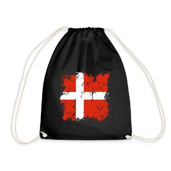 Denmark Flag Scandinavia Danish Flag Travel - Drawstring Bag - black - Front