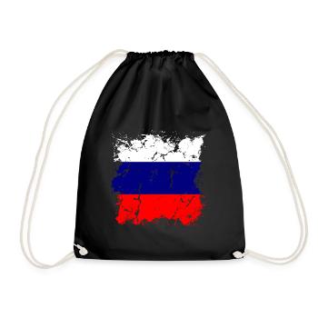 Russia Flag Vintage Russian Flag Used Look - Drawstring Bag - black - Front