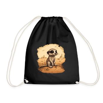 Meerkat Baby Mongoose - Drawstring Bag - black - Front