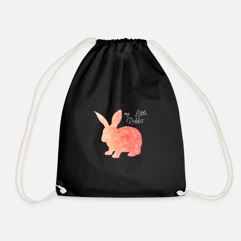 Rabbit Rabbit Rabbit Abstract - Drawstring Bag - black