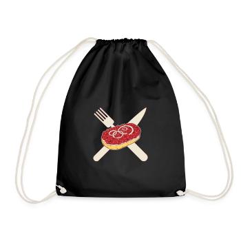 Mettbrötchen - onions and raw Mett minced meat - Drawstring Bag - black - Front