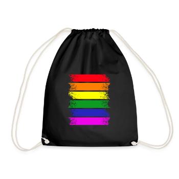 Regenbogenstreifen quer - Turnbeutel - Schwarz - Vorne