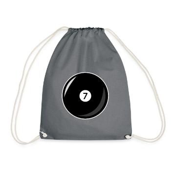 Billardkugel 7 schwarz Billard sieben - Turnbeutel - Grau - Vorne
