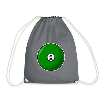 Billardkugel 6 grün Billard sechs - Turnbeutel - Grau - Vorne