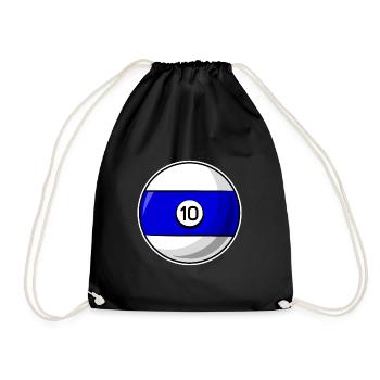 Billiard ball 10 blue Billiards ten - Drawstring Bag - black - Front
