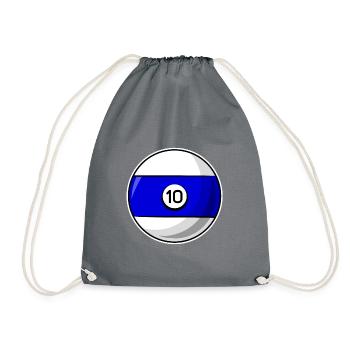 Billardkugel 10 blau Billard zehn - Turnbeutel - Grau - Vorne