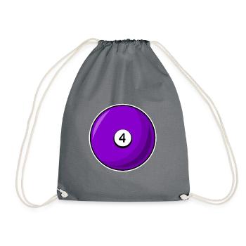 Billardkugel 4 violett Billard vier - Turnbeutel - Grau - Vorne
