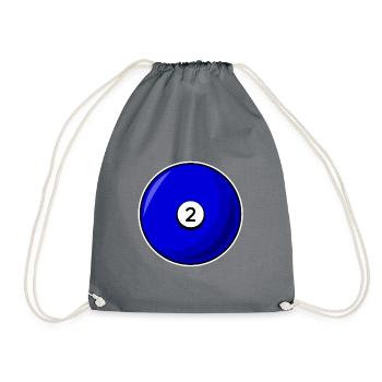 Billardkugel 2 blau Billard zwei - Turnbeutel - Grau - Vorne