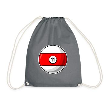 Billardkugel 11 rot Billard elf - Turnbeutel - Grau - Vorne