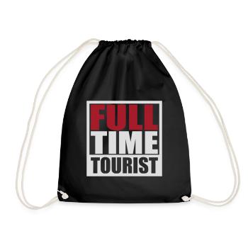 Full Time Tourist | Color changeable - Drawstring Bag - black - Front