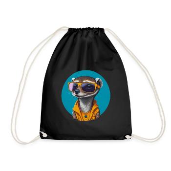 Cool Look Meerkat | Sonnenbrillen Erdmännchen - Turnbeutel - Schwarz - Vorne