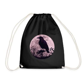 Raven in full moon light - Drawstring Bag - black - Front