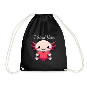 Axolotl Liebe - Verliebt, Freundschaft und "I - Turnbeutel - Schwarz - Vorne