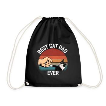 Cat Dad Best Cat Dad Ever Cat Lovers - Drawstring Bag - black - Front