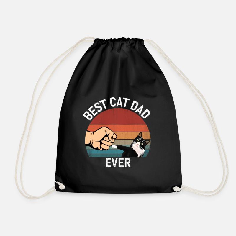 Cat Dad Best Cat Dad Ever Cat Lovers - Drawstring Bag - black