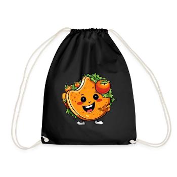 Mignon Kawaii Taco Wrap Design avec salade et - Sac de sport léger - noir - Devant