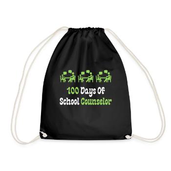 100 Days Of School Counselor - Drawstring Bag - black - Front