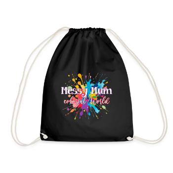 Beste Mama - Messy Mum colorful World - Turnbeutel - Schwarz - Vorne