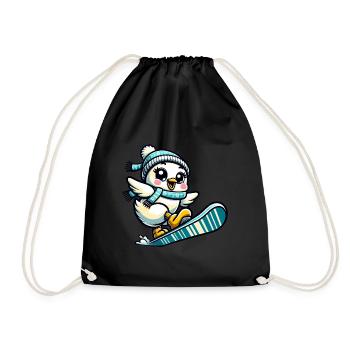 Chicken Chick Snowboard Winter - Drawstring Bag - black - Front