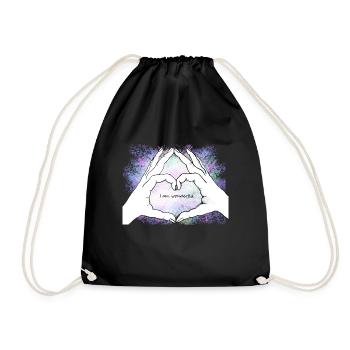 Hands form a heart. I am wonderful - Drawstring Bag - black - Front