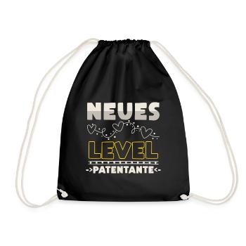 Neues Level Patentante Taufpatin - Turnbeutel - Schwarz - Vorne