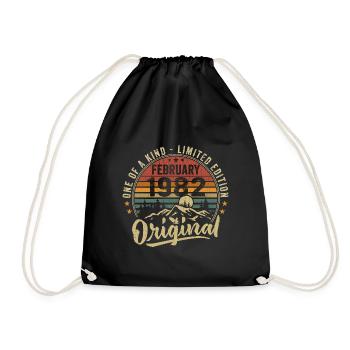Birthday Gift February 1982 Cool February 1982 - Drawstring Bag - black - Front