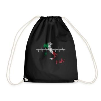 Italy heartbeat Italien - Turnbeutel - Schwarz - Vorne