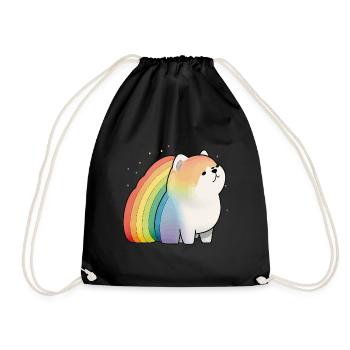 Akita Inu Hund Bunte Farben Regenbogen Kunst Anime - Turnbeutel - Schwarz - Vorne