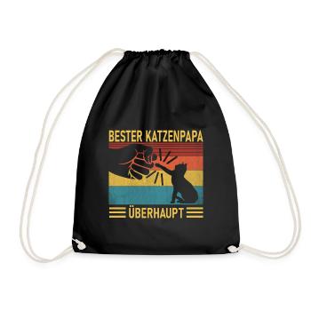 Cat dad cat father cats men gift - Drawstring Bag - black - Front